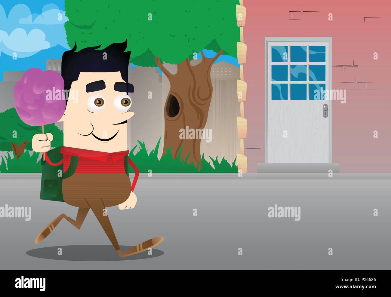 La tenue d'écolier barbe rose. Vector cartoon character illustration. Illustration de Vecteur