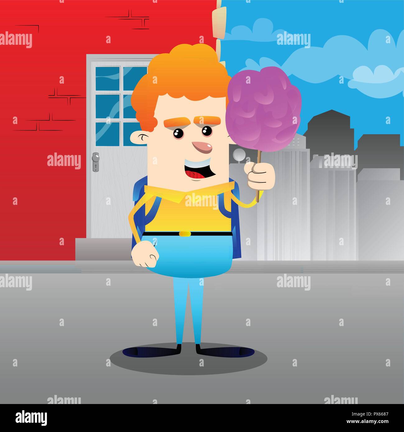 La tenue d'écolier barbe rose. Vector cartoon character illustration. Illustration de Vecteur