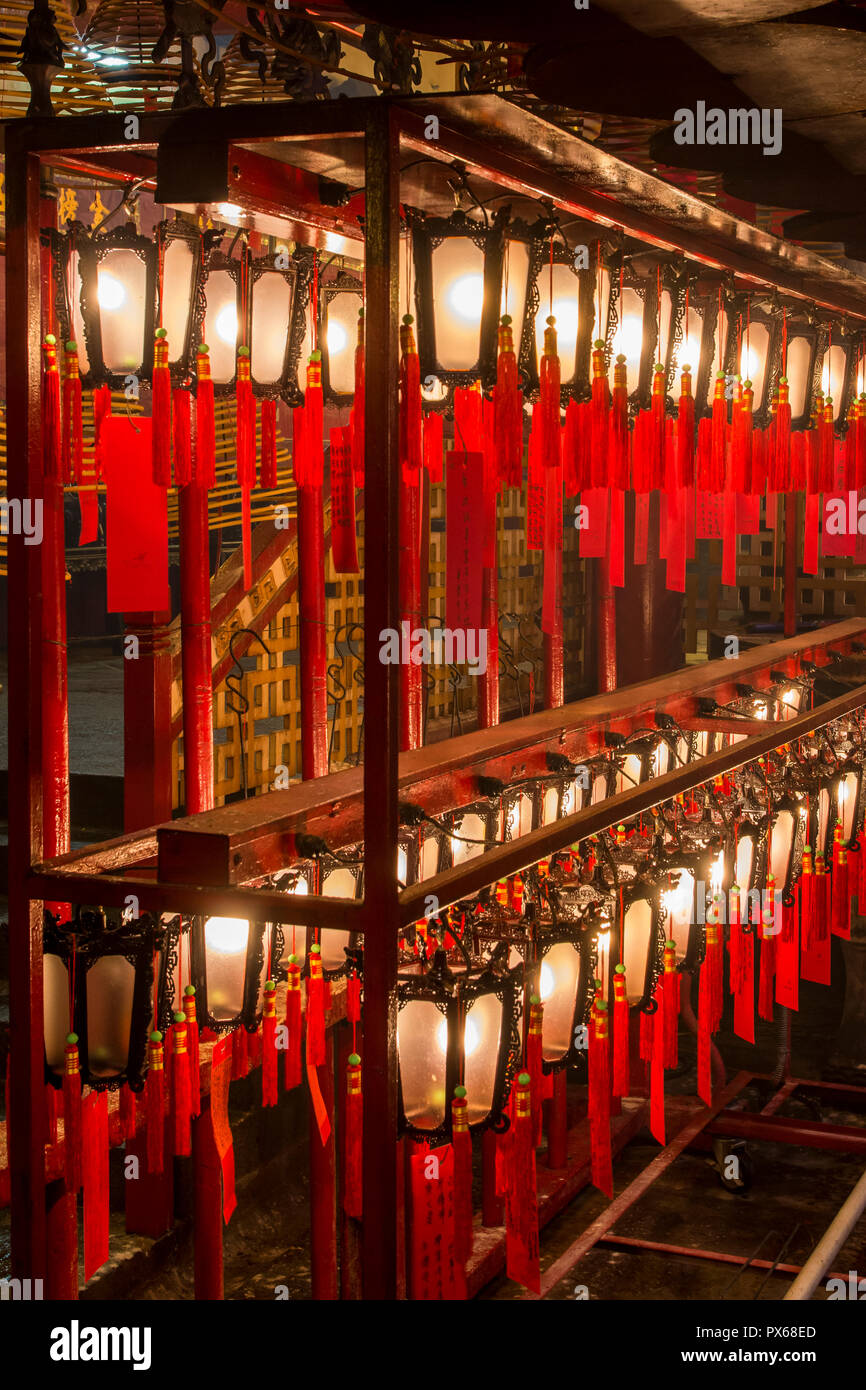 Temple Man Mo, Sheung Wan, Hong Kong Island, Hong Kong, Chine. Banque D'Images