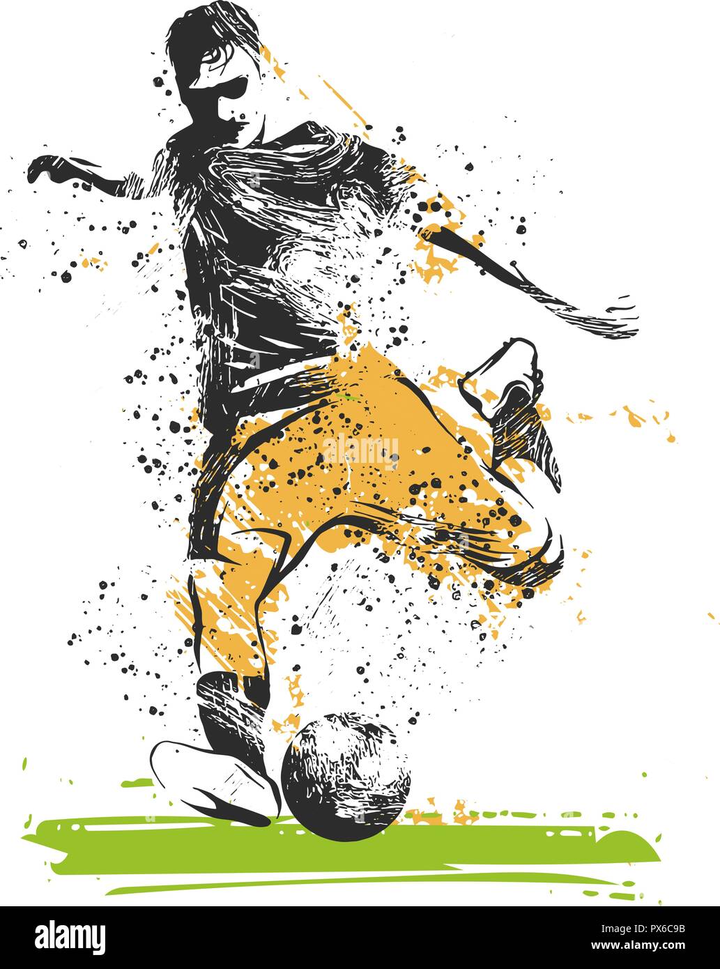 Soccer player kicking ball. illustration du sport Illustration de Vecteur