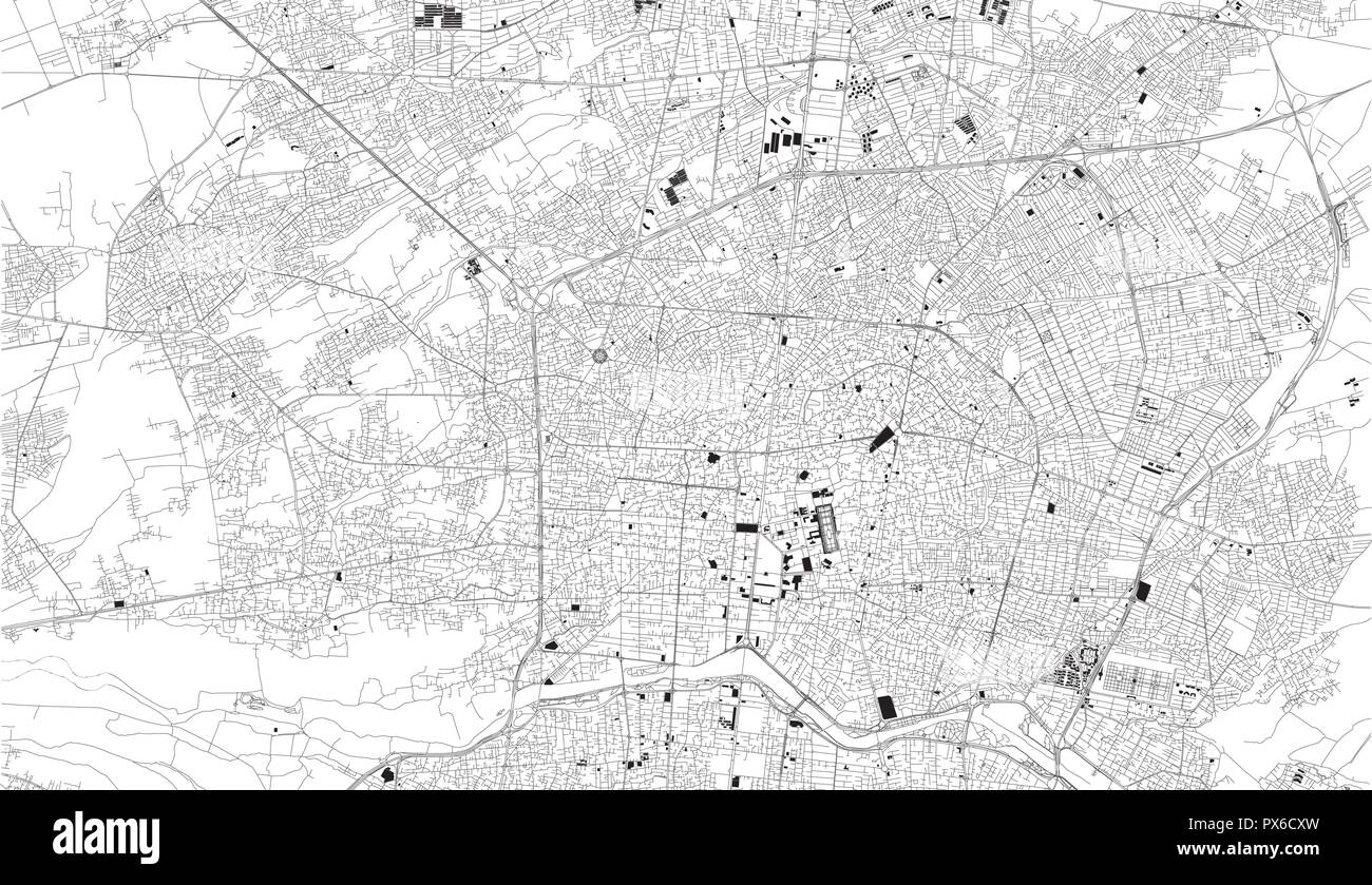 Carte Satellite d'Isfahan, Iran, les rues de la ville. Plan de la ville, centre-ville Illustration de Vecteur