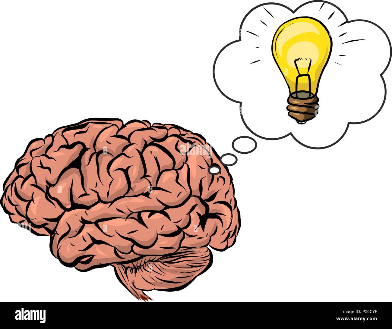 Visage humain vecteur silhouette marron avec l'intérieur du cerveau Illustration de Vecteur