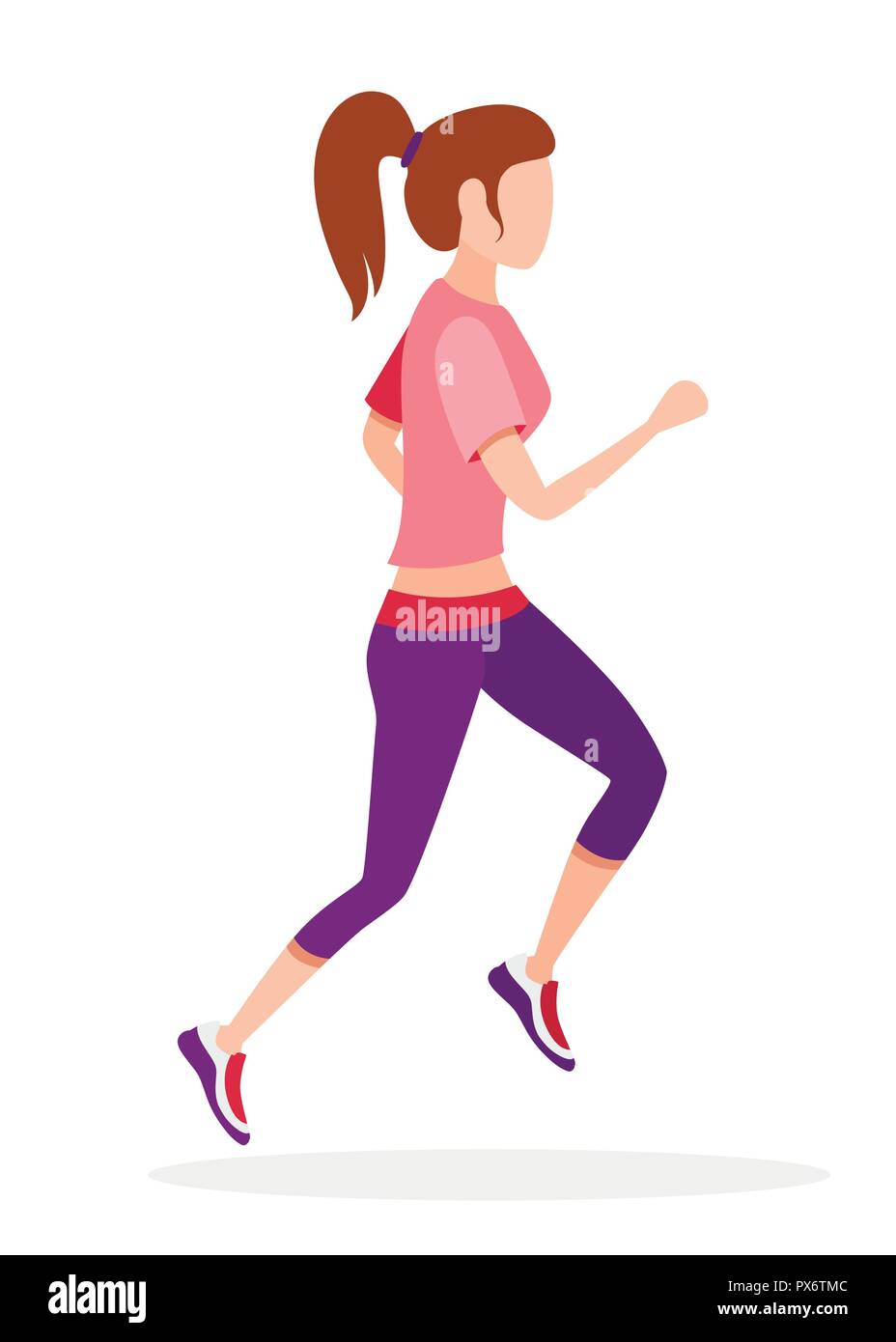 Les femmes s'exécutant en vêtements de sport. Pas de visage cartoon character design. Télévision vector illustration isolé sur fond blanc. Illustration de Vecteur
