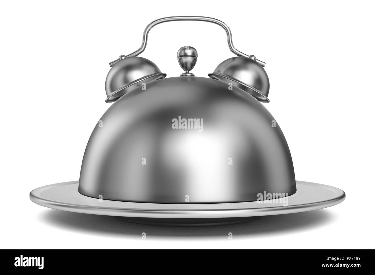 Restaurant métal alarme cloche rendu 3D concept illustration isolé sur fond blanc Banque D'Images