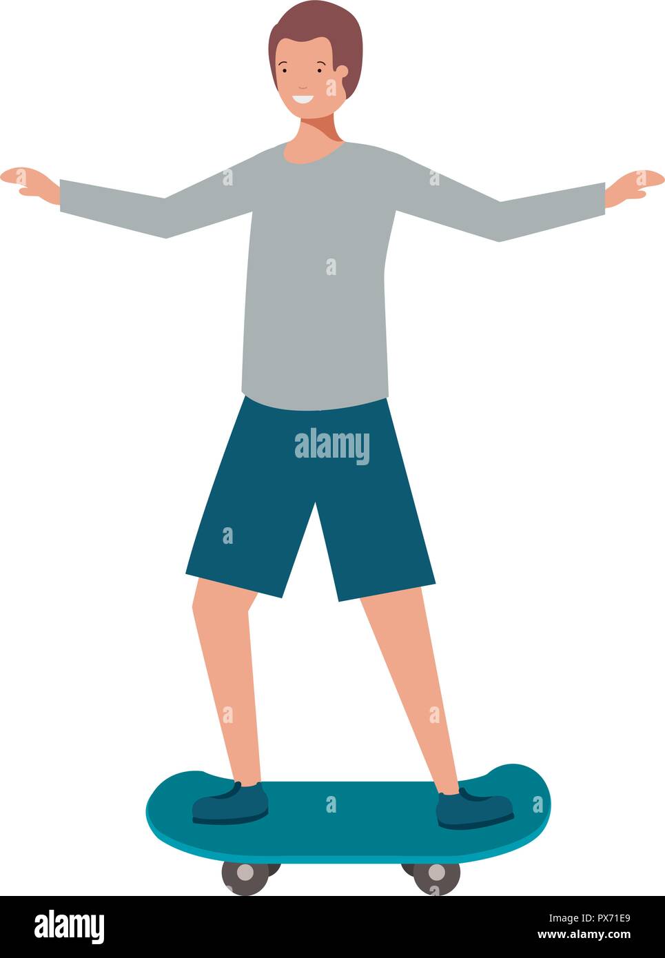 Jeune homme au caractère avatar skateboard Image Vectorielle Stock - Alamy
