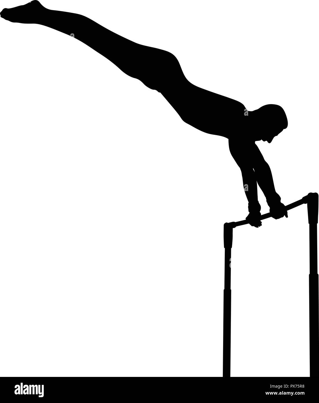 Barre horizontale en gymnastique artistique gymnastique silhouette noire Illustration de Vecteur