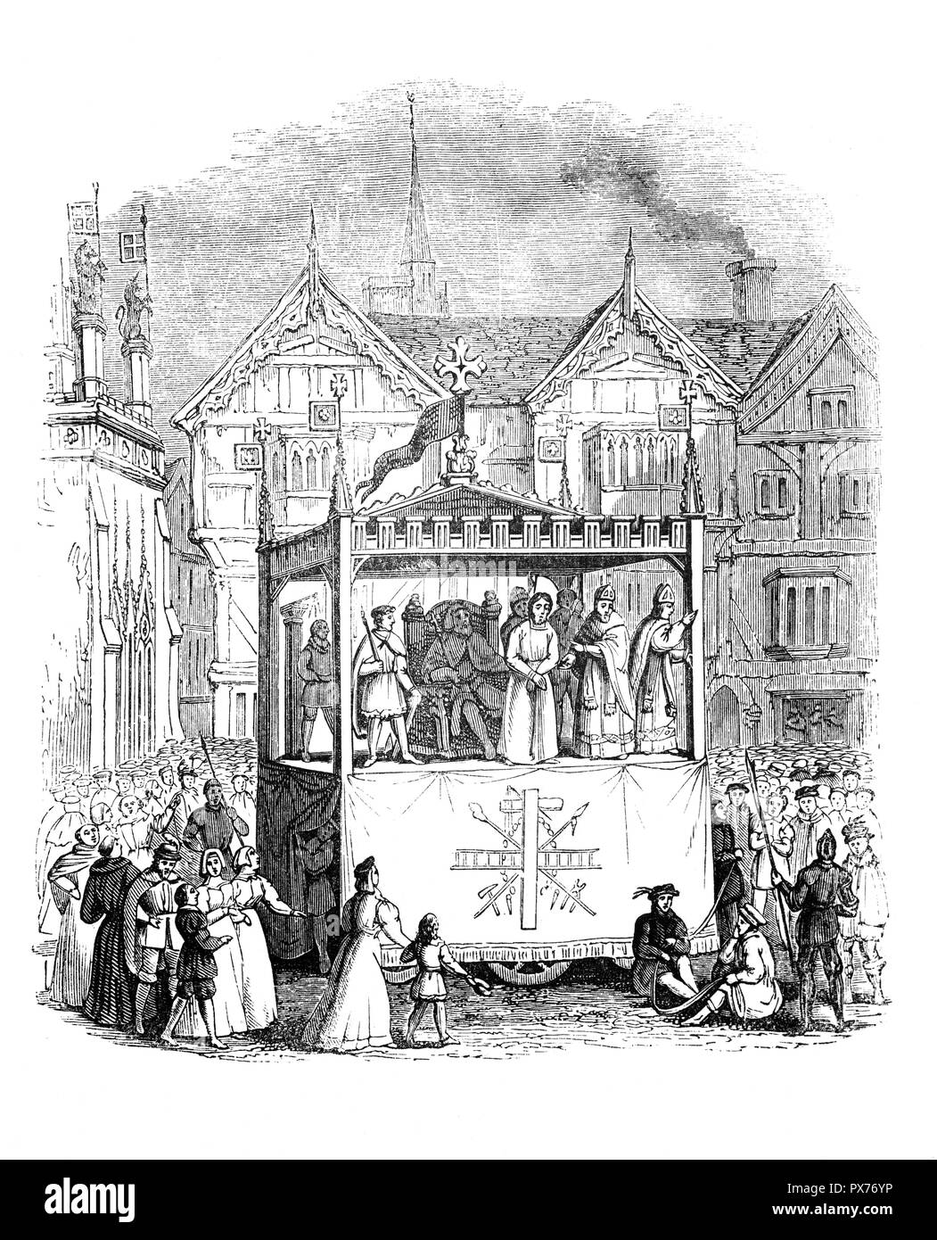 Un rendement de la Coventry joue le mystère, ou Coventry Corpus Christi Pageants, un cycle de les mystères du moyen âge à partir de Coventry, West Midlands, Angleterre. Représentations de la Joue de Coventry sont d'abord enregistrées dans un document de 1392-3, et a continué pendant près de deux siècles ; le jeune Shakespeare peut avoir été témoin avant qu'ils ont finalement été supprimée en 1579. Plus récemment, les parties ont été réalisées dans une version révisée par un Robert Croo en 1534. Dans sa forme la plus complète le cycle composé de dix pièces de théâtre, le tout sur des thèmes du Nouveau Testament, bien que deux seulement ont survécu jusqu'à ce jour. Banque D'Images