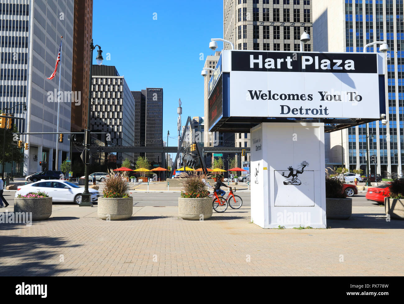 Hart Plaza sur la rive, à Detroit, dans le Michigan, USA Banque D'Images