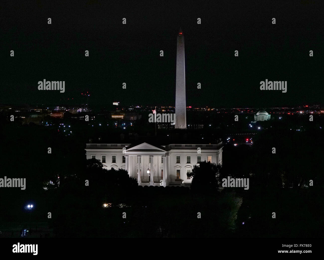 Washington, DC 2018/10/14, le côté nord de la Maison Blanche avec le parc LaFayette. Photo par Dennis Brack Banque D'Images