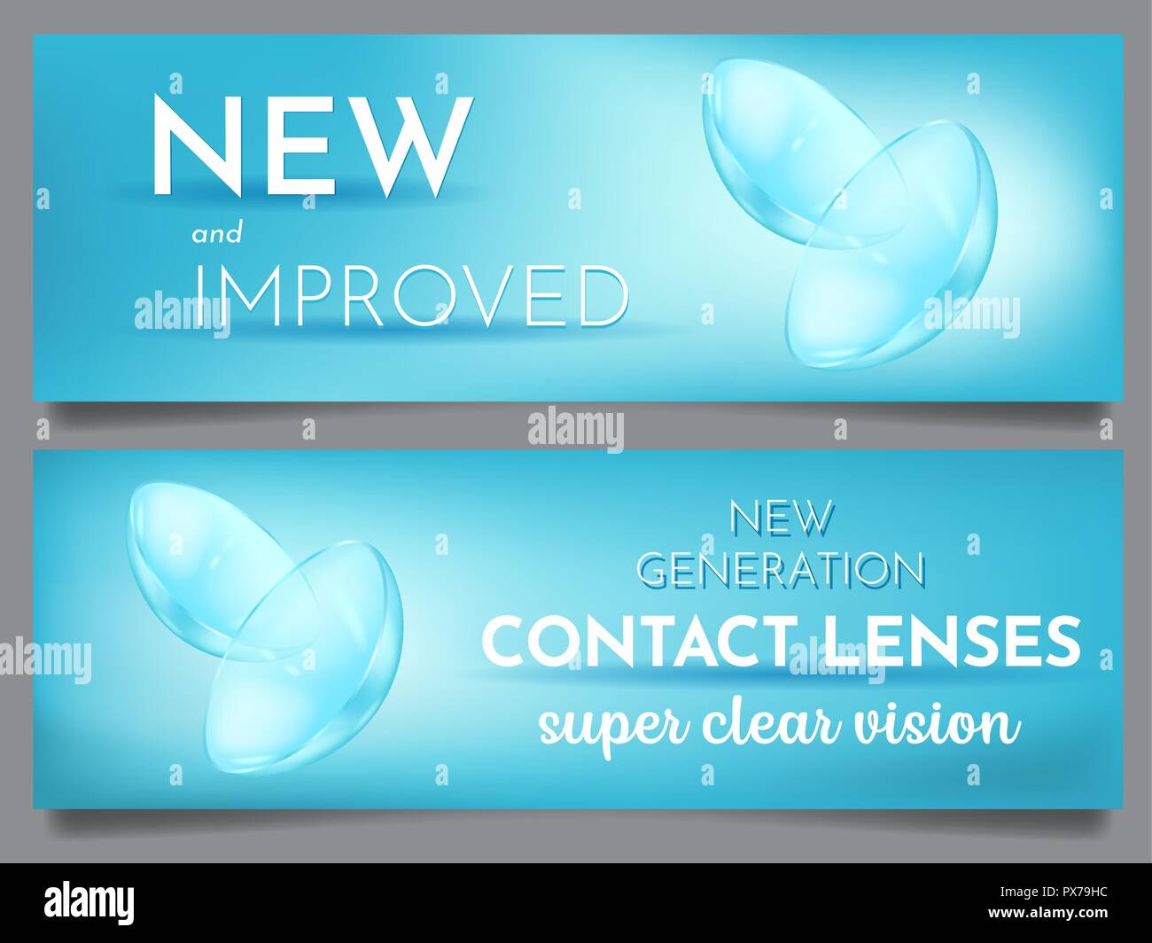 Ensemble de lentilles de contact des yeux bannière publicitaire Illustration de Vecteur Ensemble de lentilles de contact des yeux bannière publicitaire Illustration de Vecteur