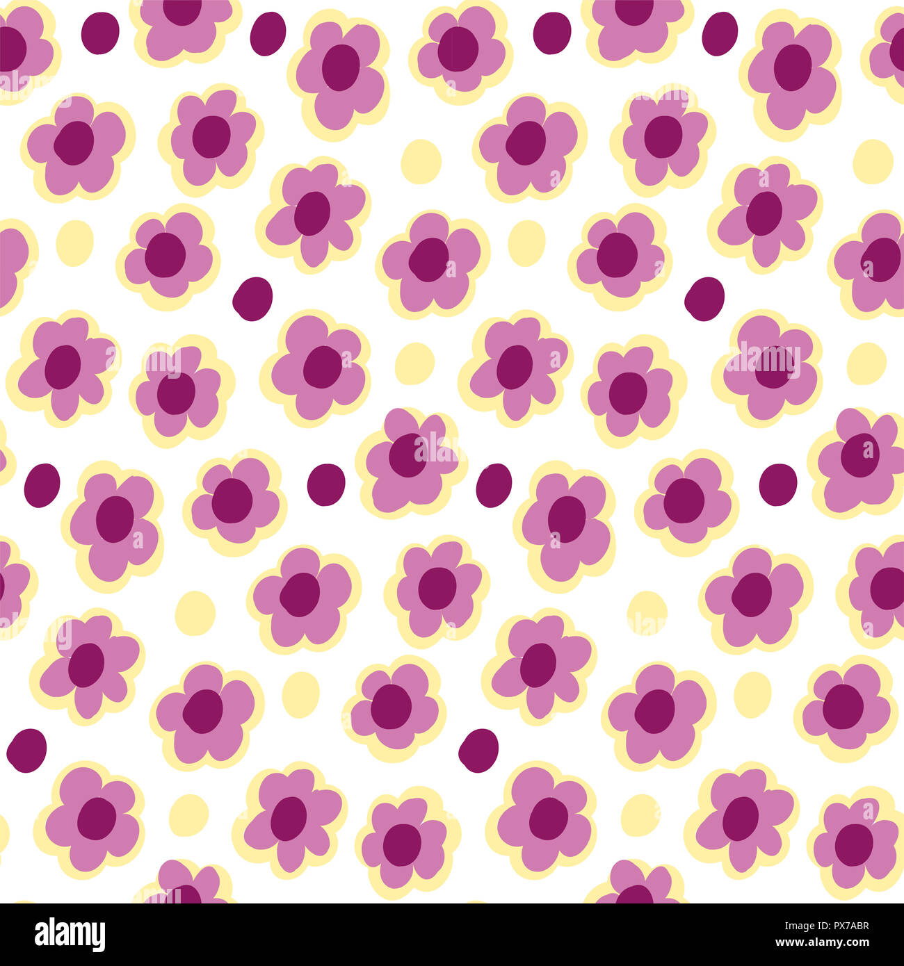 Petites fleurs d'été modèle transparent. Illustration botanique faites à la main. Vector floral design pour la mode imprime, album, papier d'emballage. Banque D'Images