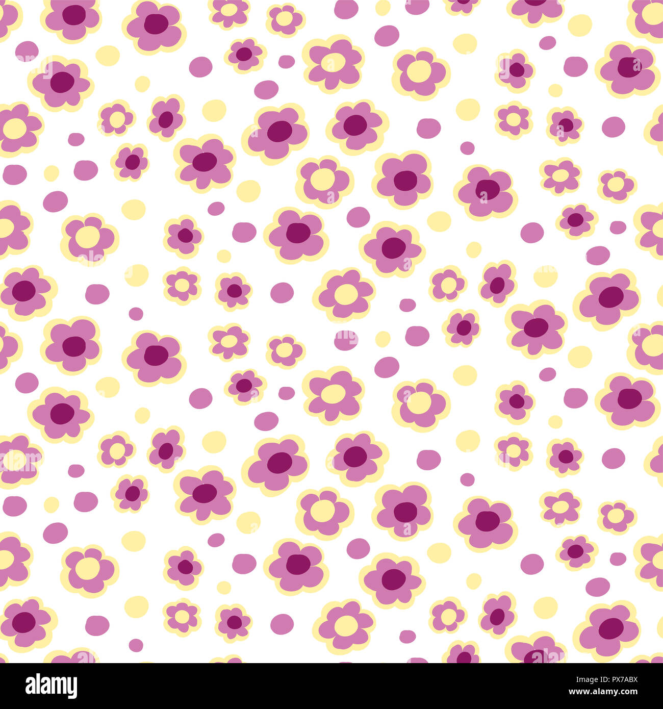 Petites fleurs d'été modèle transparent. Illustration botanique faites à la main. Vector floral design pour la mode imprime, album, papier d'emballage. Banque D'Images