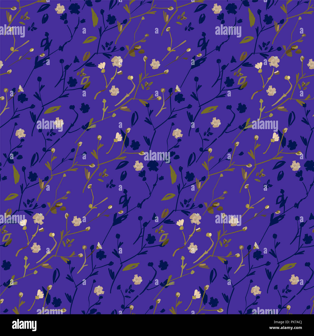 Design Floral seamless pattern sur fond blanc. Fleurs sauvages d'été, des feuilles et des plantes à la main. Vector illustration pour le textile, l'emballage, fabr Banque D'Images