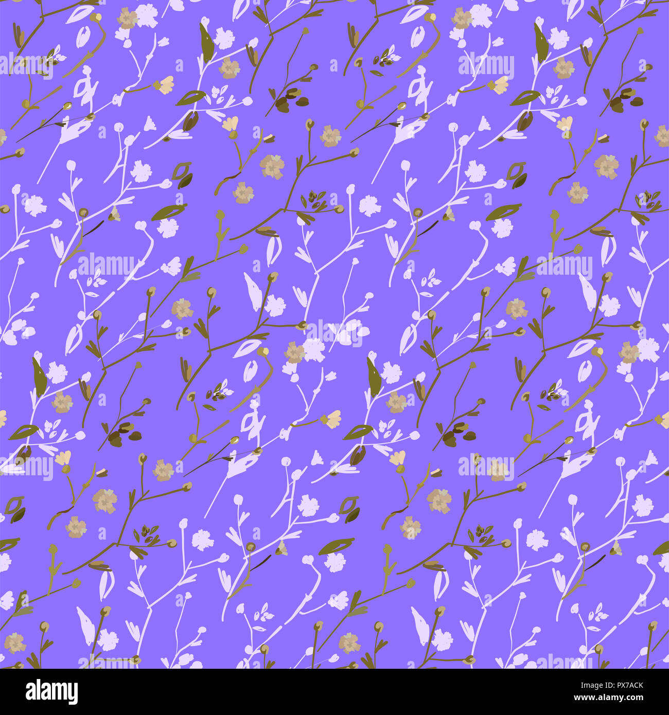 Design Floral seamless pattern sur fond blanc. Fleurs sauvages d'été, des feuilles et des plantes à la main. Vector illustration pour le textile, l'emballage, fabr Banque D'Images