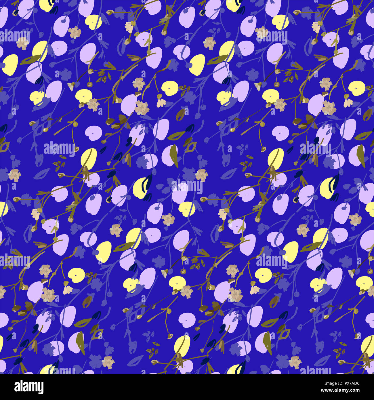 Design Floral seamless pattern sur fond blanc. Fleurs sauvages d'été, des feuilles et des plantes à la main. Vector illustration pour le textile, l'emballage, fabr Banque D'Images