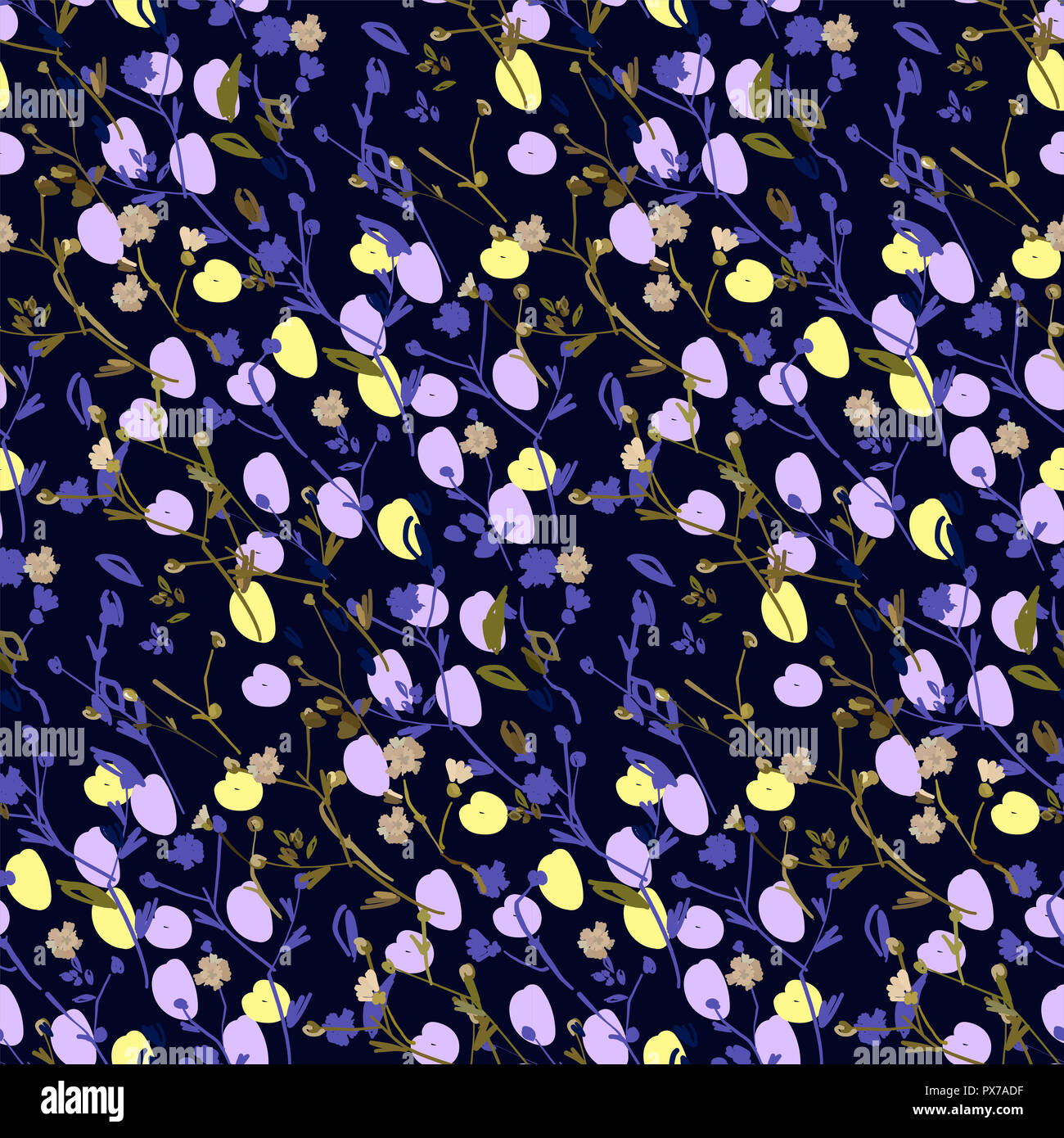 Design Floral seamless pattern sur fond blanc. Fleurs sauvages d'été, des feuilles et des plantes à la main. Vector illustration pour le textile, l'emballage, fabr Banque D'Images