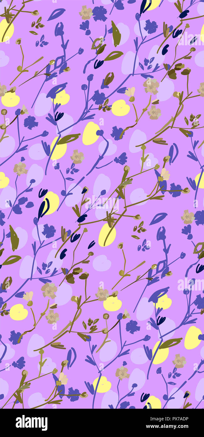 Design Floral seamless pattern sur fond blanc. Fleurs sauvages d'été, des feuilles et des plantes à la main. Vector illustration pour le textile, l'emballage, fabr Banque D'Images