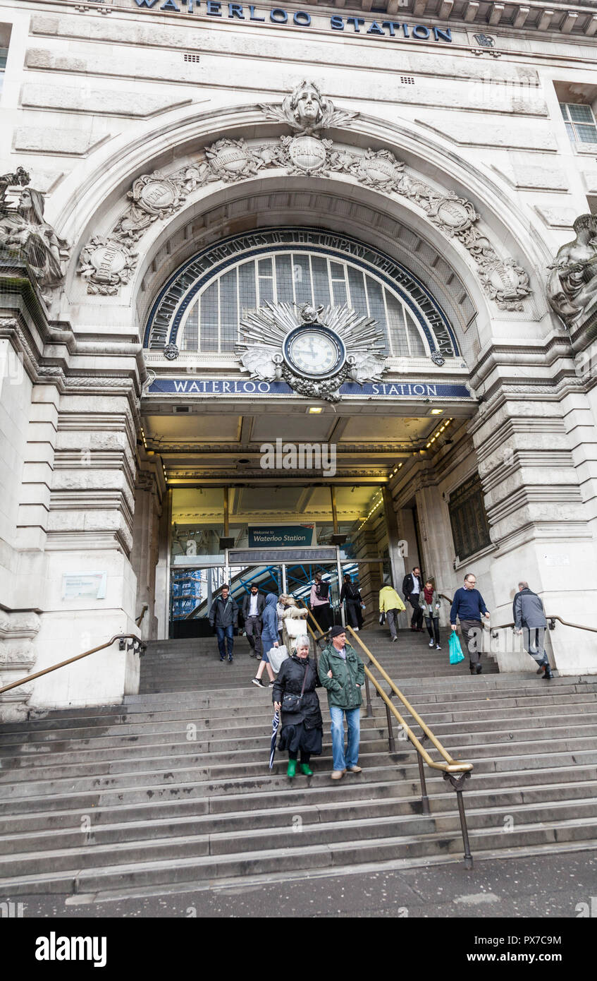 La gare de Waterloo à Londres, Angleterre, Royaume-Uni Banque D'Images