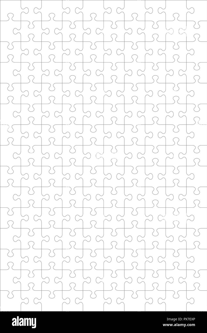 Puzzle modèle vierge ou la coupe de lignes directrices 150 pièces transparent, orientation portrait et visual ratio 2:3 (chaque morceau est une forme unique). Illustration de Vecteur