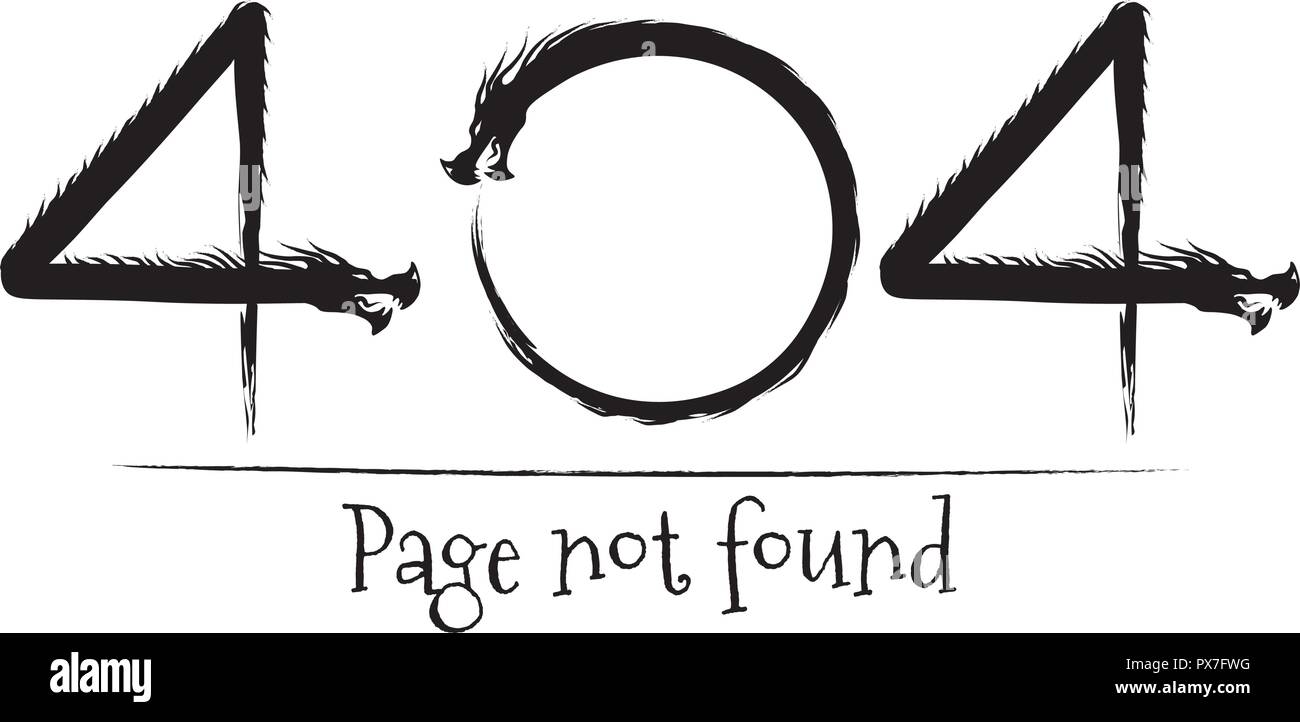 Erreur 404 Page non trouvée dragons Illustration de Vecteur