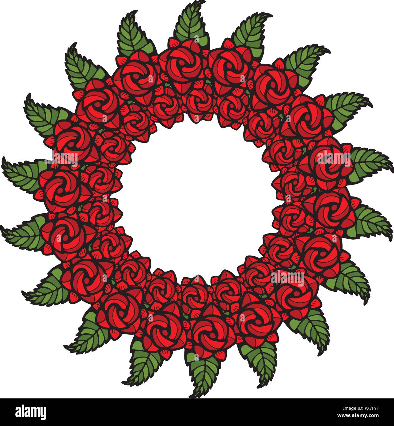 Guirlande de roses en décoration style vitrail Illustration de Vecteur