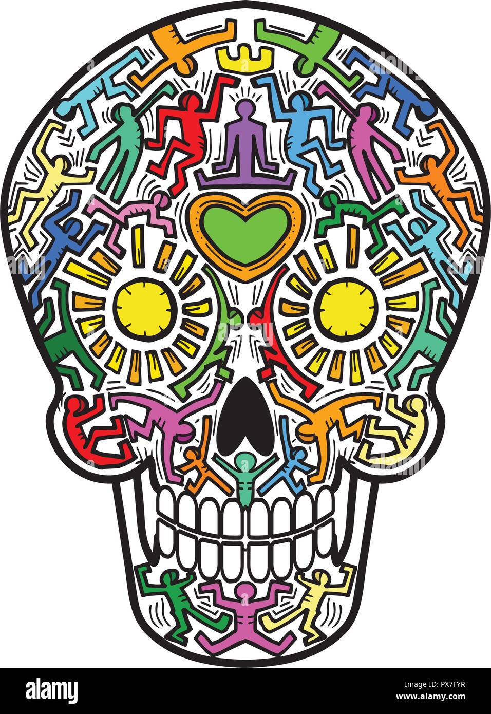 Calavera mexicain Skull street art theme Illustration de Vecteur