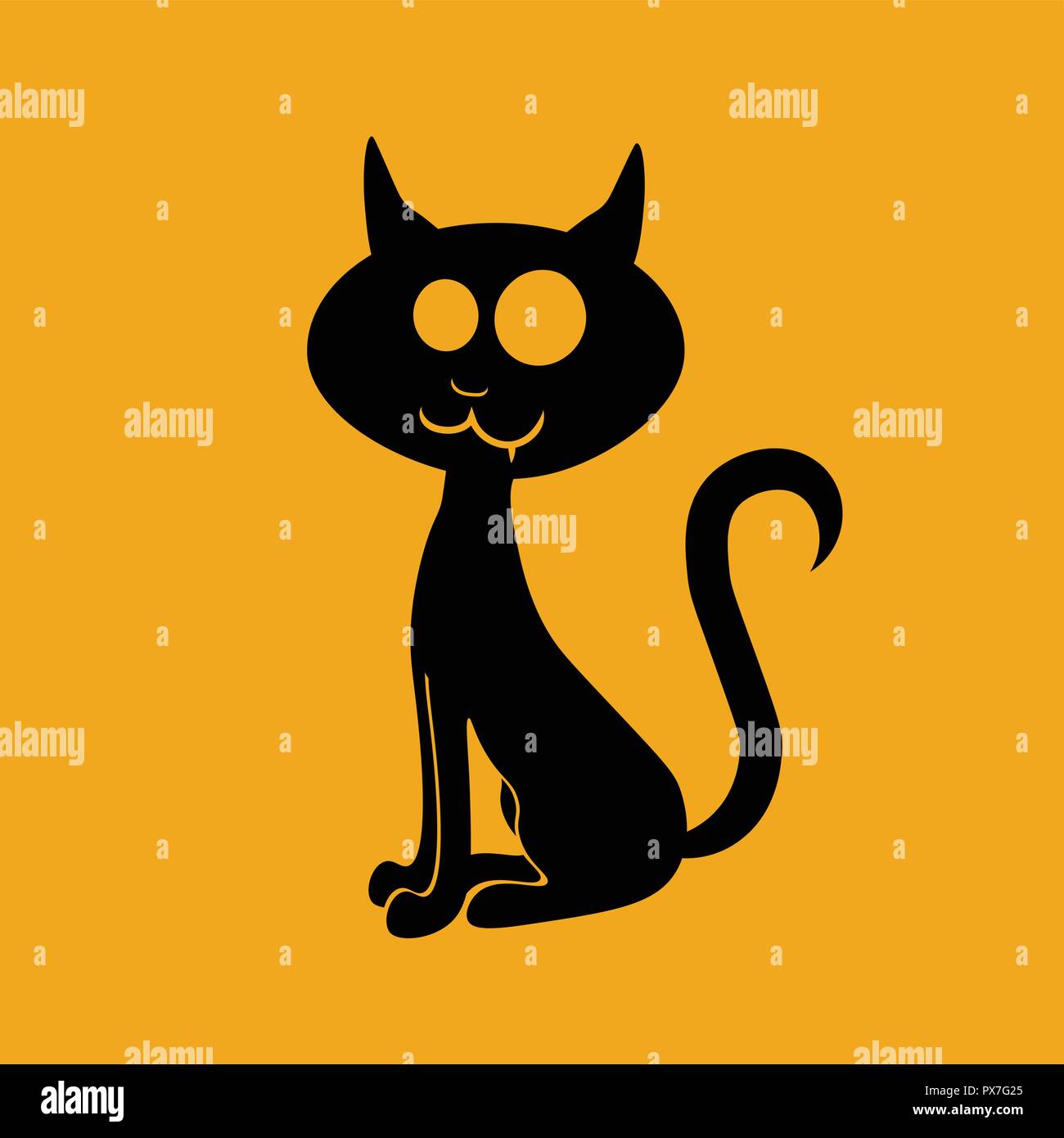 L'icône de l'Halloween : Le Chat Noir Illustration de Vecteur