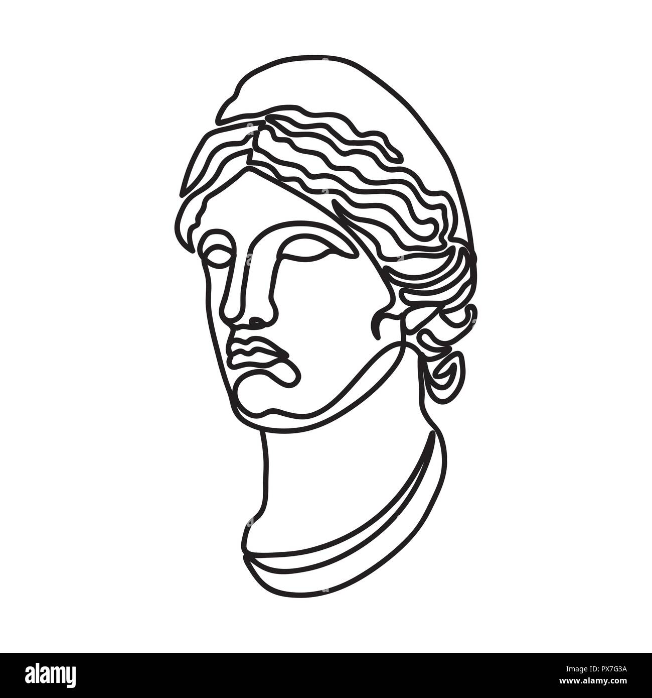 Déesse grecque de style de ligne unique continu Illustration de Vecteur