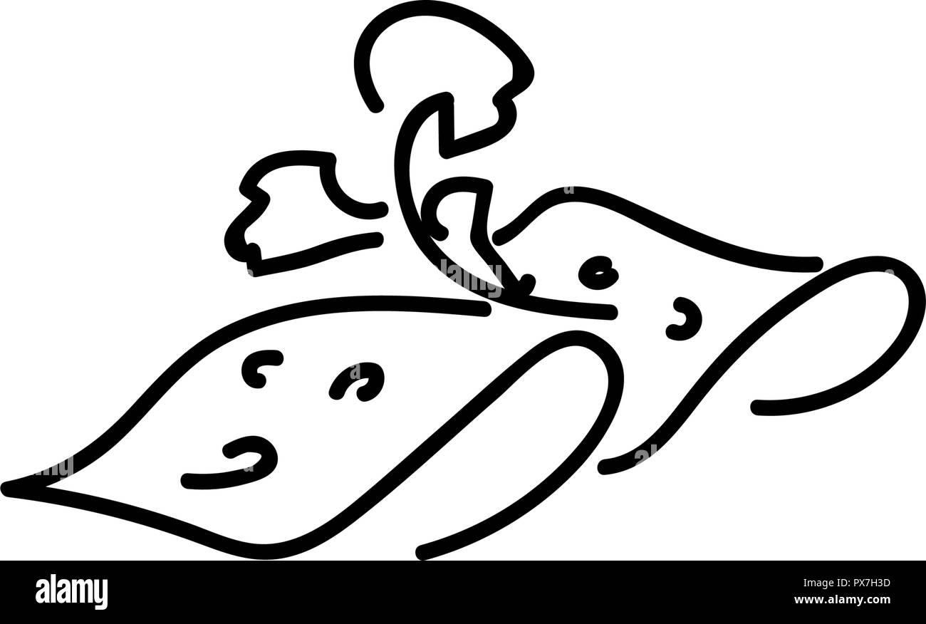 Le jambon tranché sur fond blanc.Fresh prosciutto.jambon de porc tranchés sur fond blanc. simple croquis style stylo. télévision symbole iconique Illustration de Vecteur