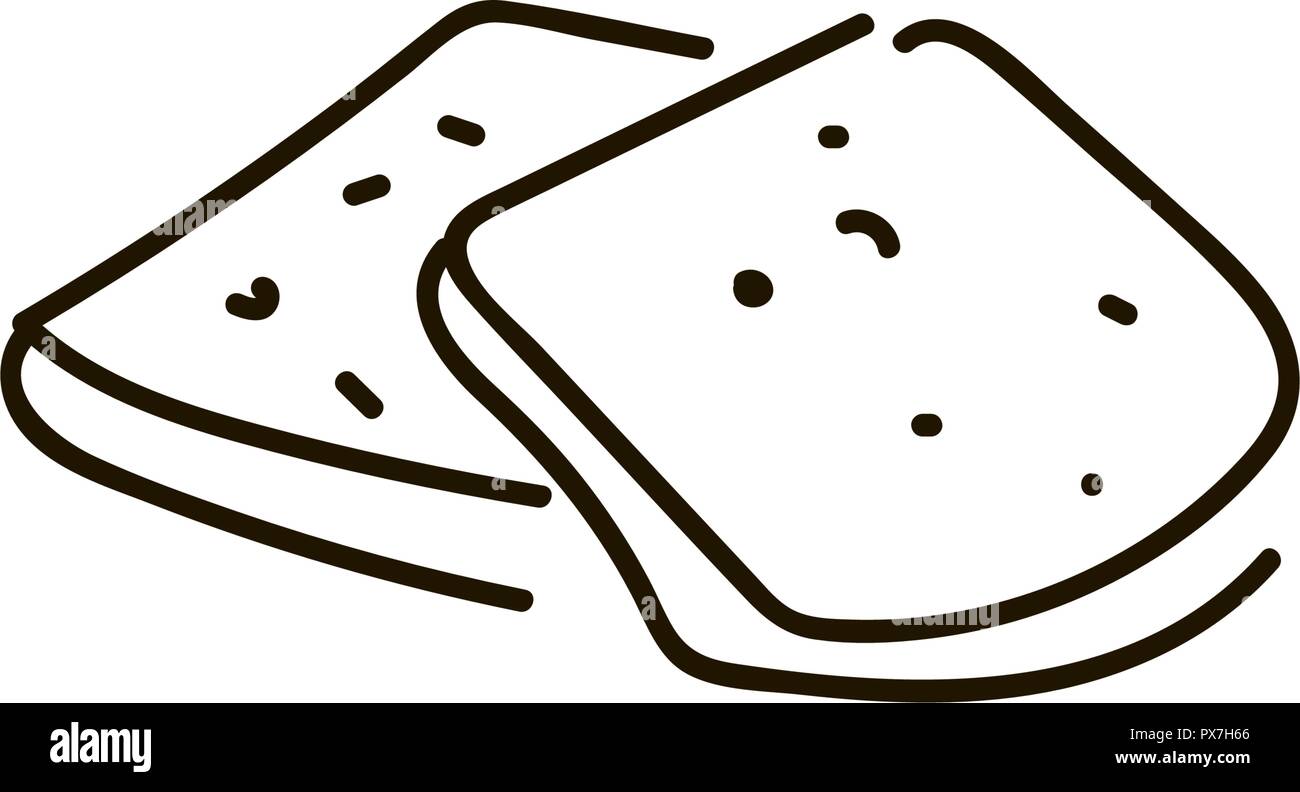 Trois morceaux de pain blanc sur le fond blanc. style de symbole. Illustration de Vecteur