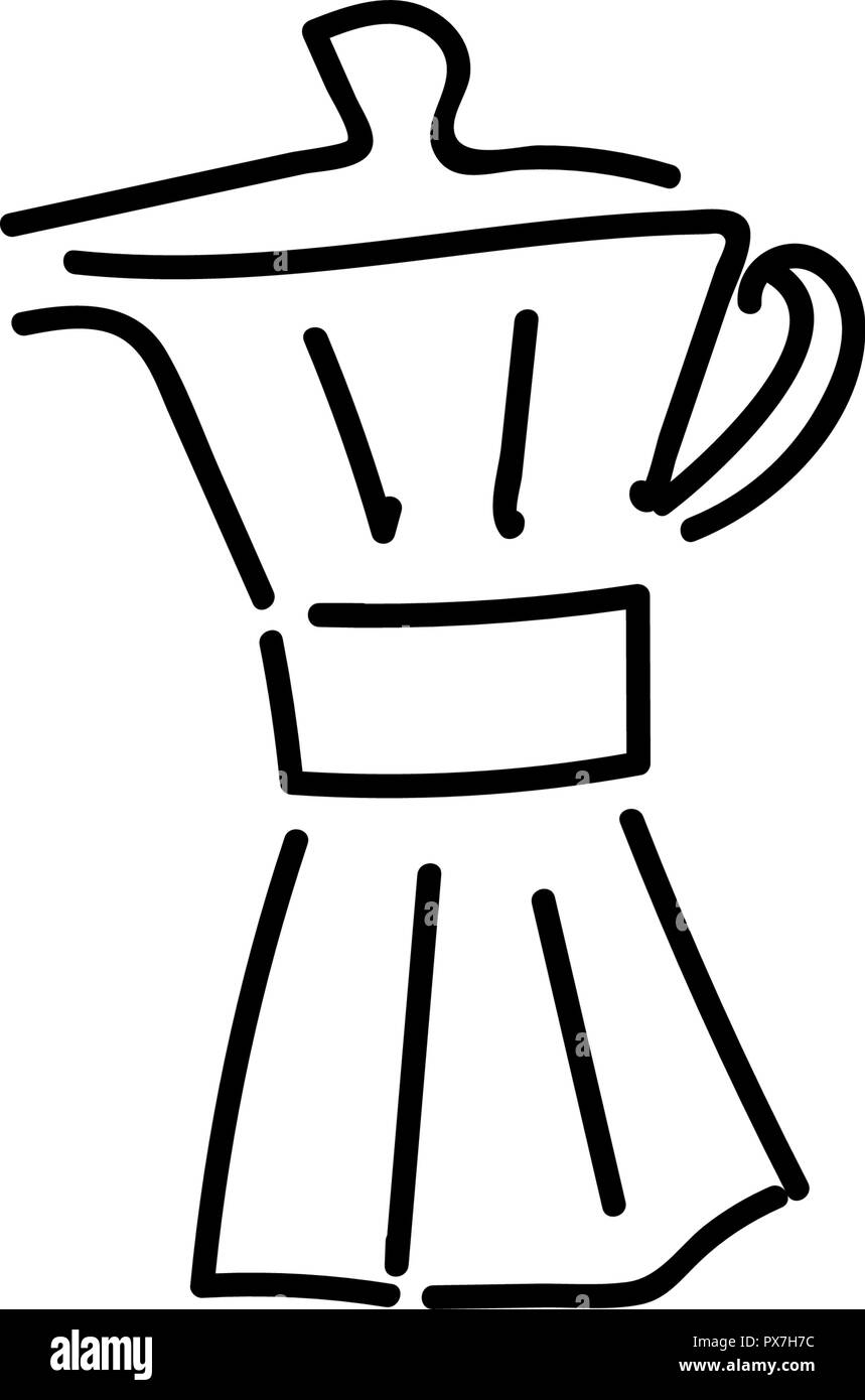 Vector hand drawn illustration jeu de préparation de café. Verser sur Brewer, café électrique, presse française, moka pot et cezve. Illustration de Vecteur