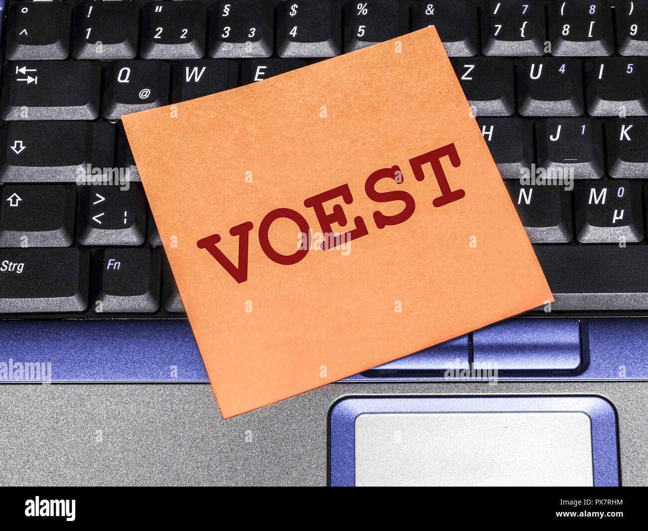 Memo note sur l'ordinateur portable, Voest Alpine Banque D'Images