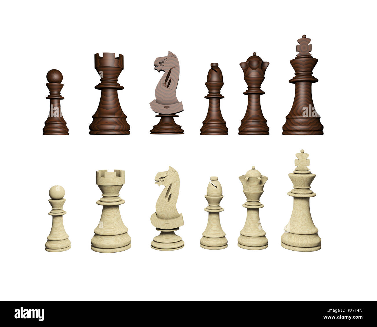 3d. des pièces de jeu, chiffres. Pièces des échecs Standing together Banque D'Images