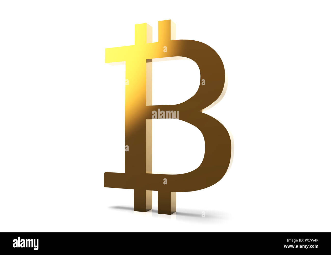 Bitcoin or 3D sur fond blanc Banque D'Images