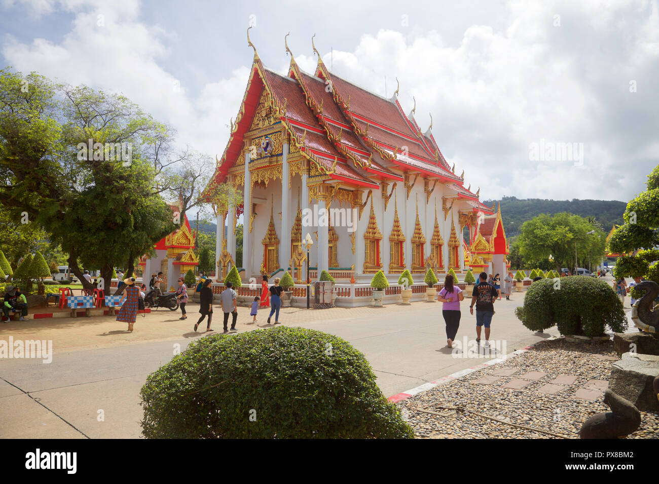 Un bâtiment au temple Wat Chalong, Phuket, Thailand Banque D'Images