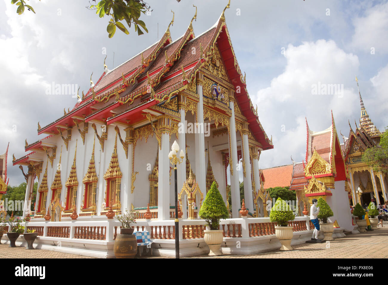 Un bâtiment au temple Wat Chalong, Phuket, Thailand Banque D'Images