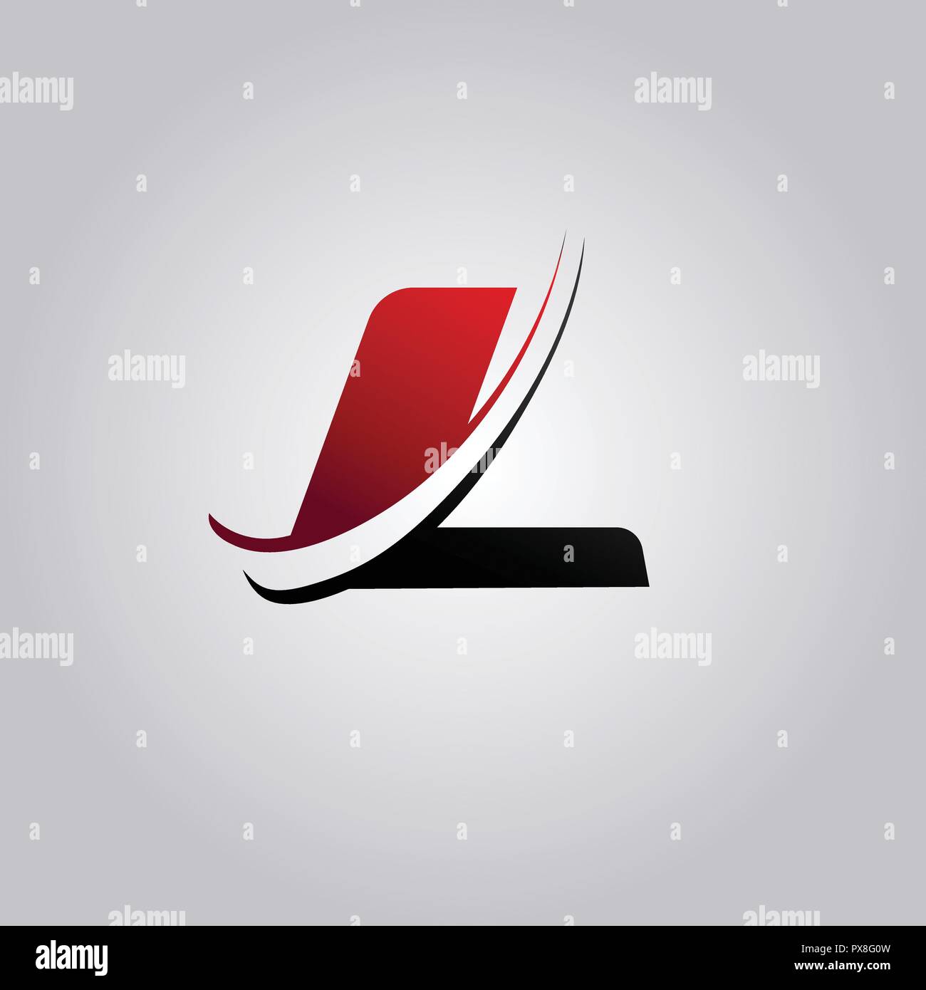 L initiale Lettre avec logo Swoosh coloré en rouge et noir Illustration de Vecteur