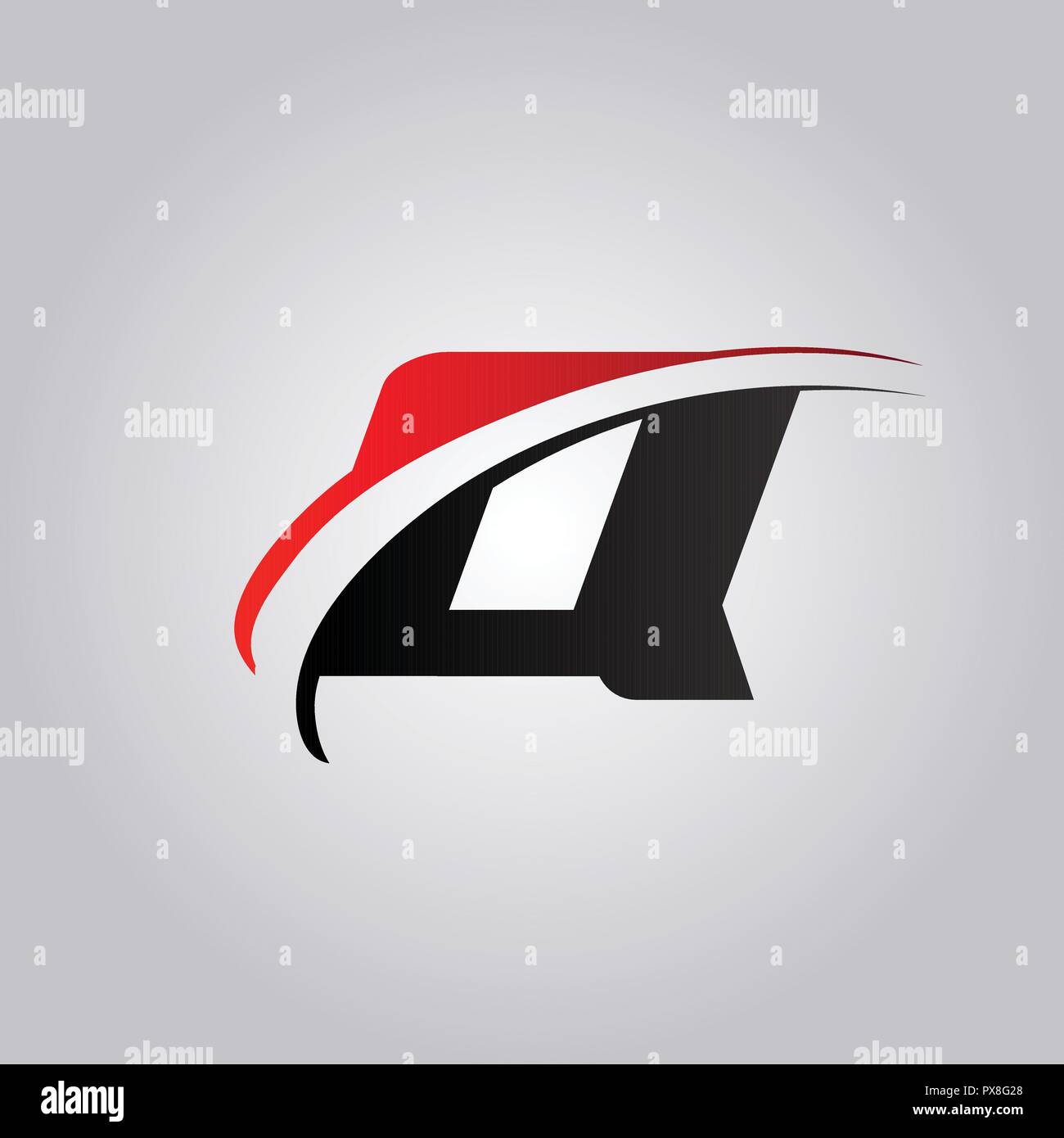 Lettre Q initiale avec logo Swoosh coloré en rouge et noir Illustration de Vecteur