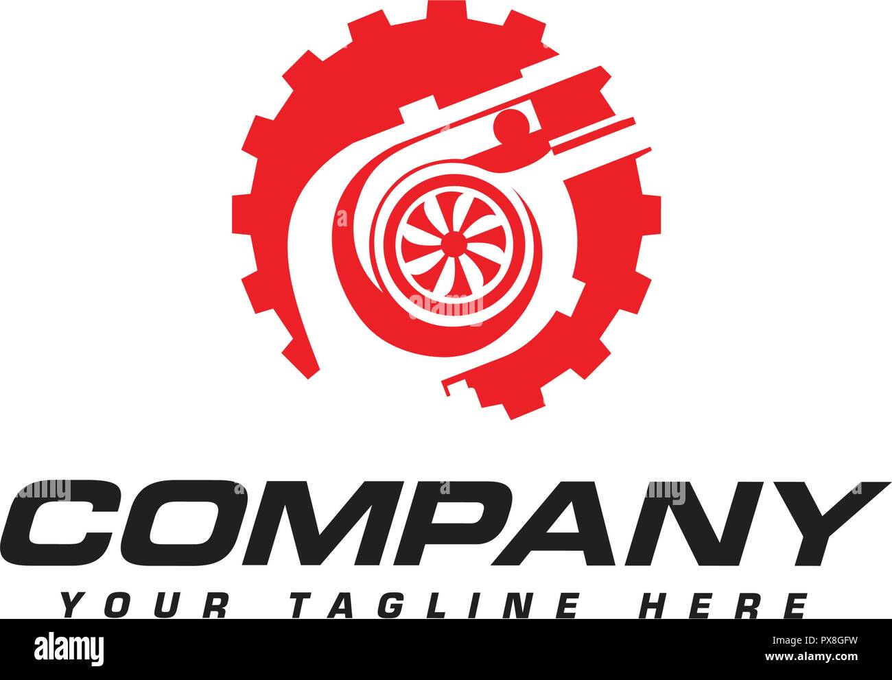 Turbocompresseur et le logo d'engrenage. Logo performance automobile Illustration de Vecteur