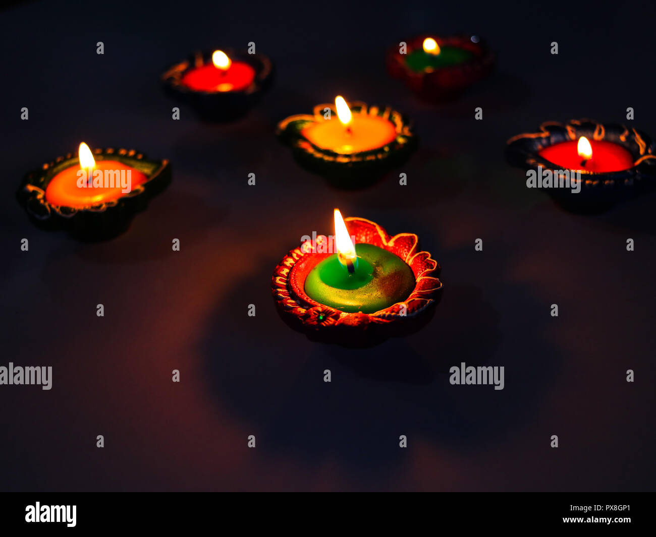 Lampe/Diyas décoré pour la fête de Diwali Banque D'Images