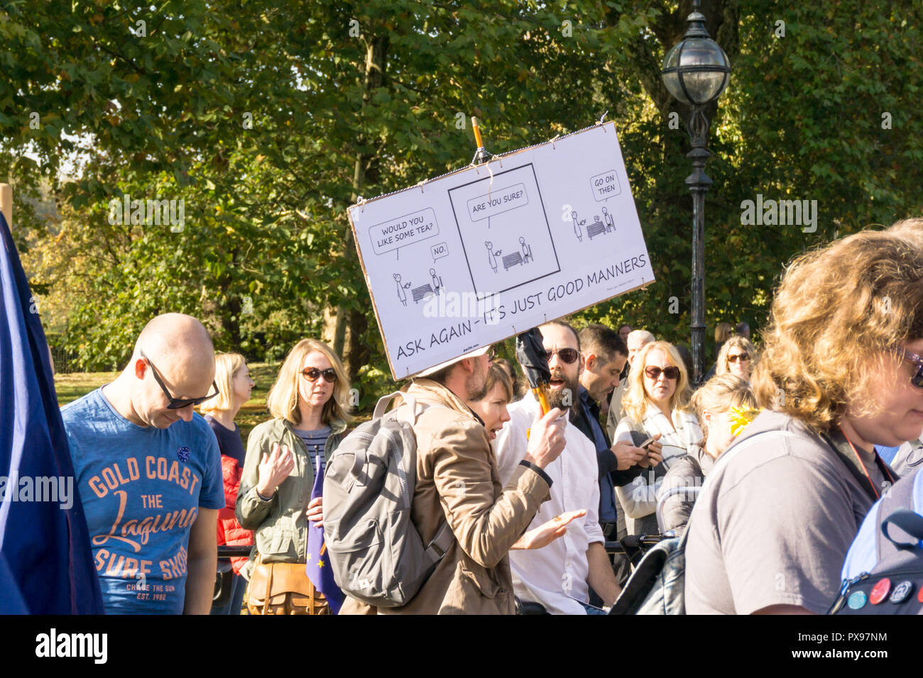 Londres, Royaume-Uni. 20 octobre 2018. Plus de 500 000 personnes auraient participé à la marche pour un vote du peuple aujourd'hui, de Park Lane à la place du Parlement à Londres. Steve Sheppardson/Alamy Live News Banque D'Images