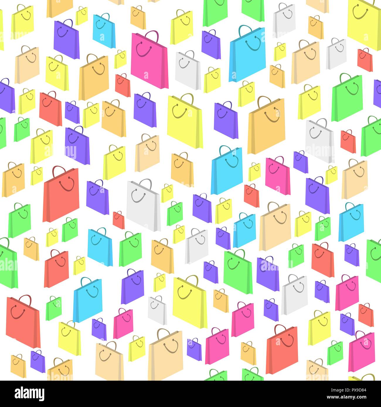 Sacs en papier colorées Modèle transparent Illustration de Vecteur