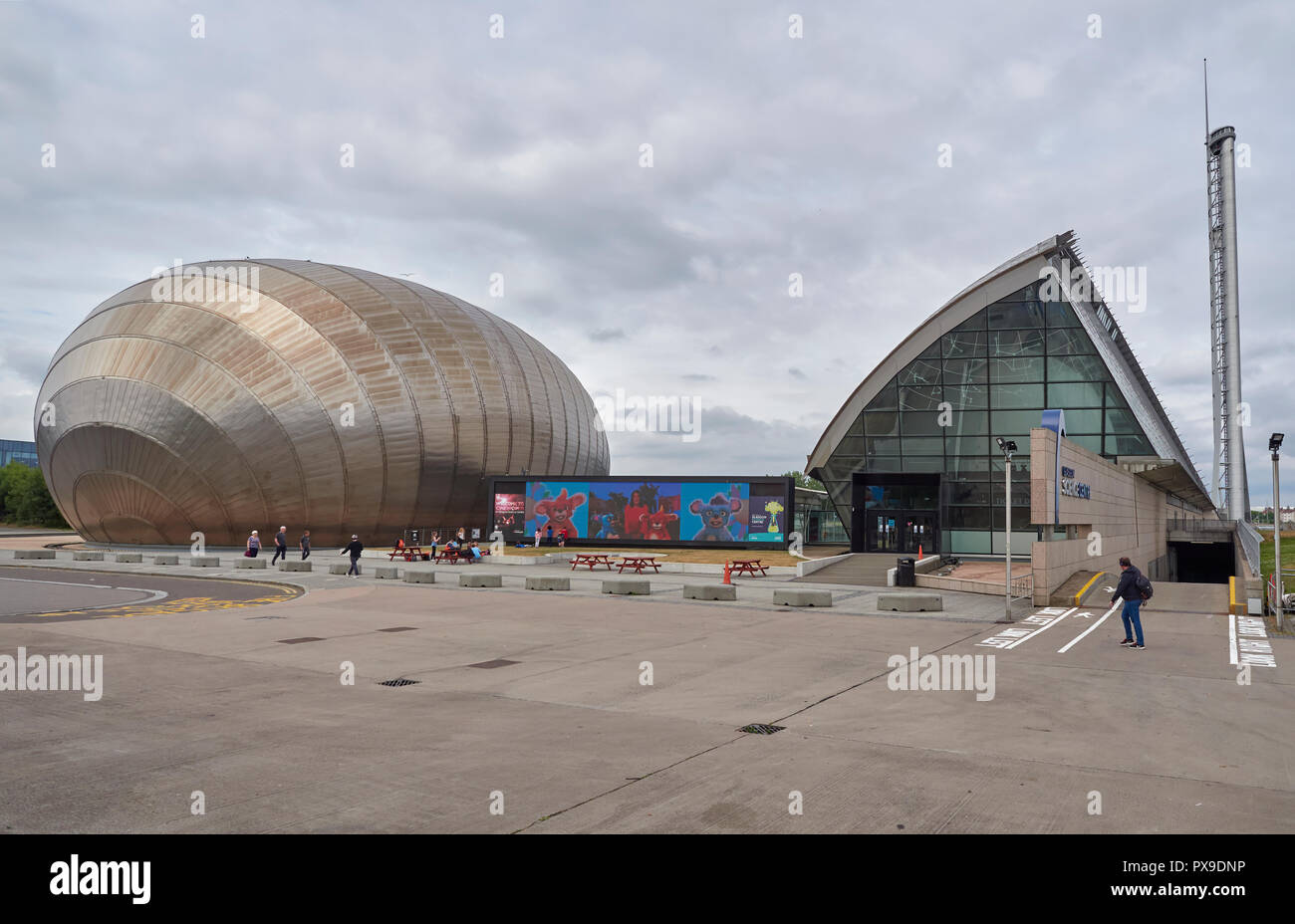 Le Glasgow Science Centre et cinéma IMAX sur Pacific Quay sur la rivière Clyde Waterfront à Glasgow, Écosse, Royaume-Uni Banque D'Images