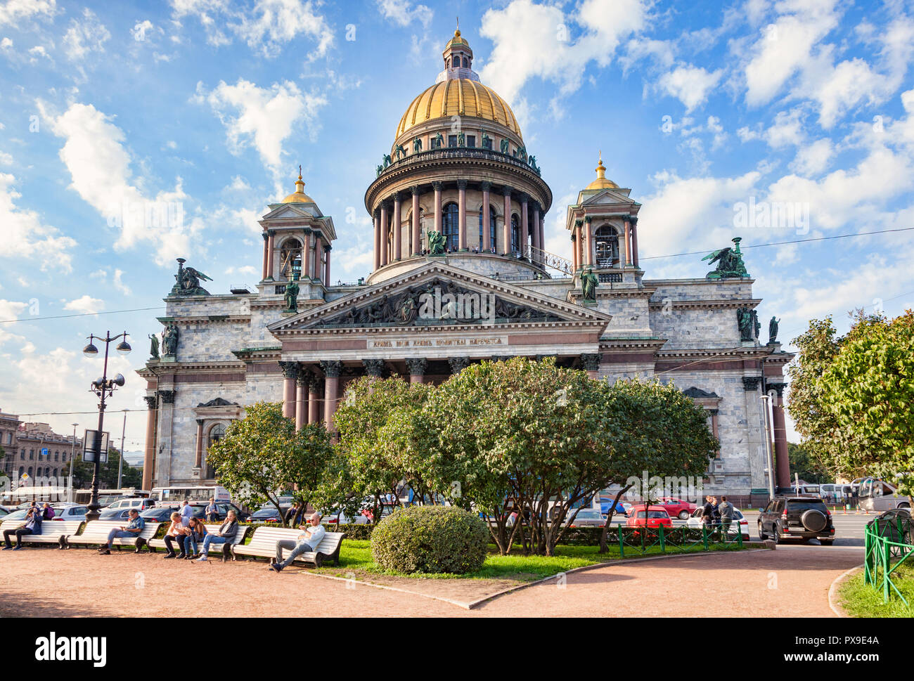 19 Septembre 2018 : St Petersburg, Russie - La Cathédrale St Isaac, quatrième plus grande cathédrale du monde. Banque D'Images