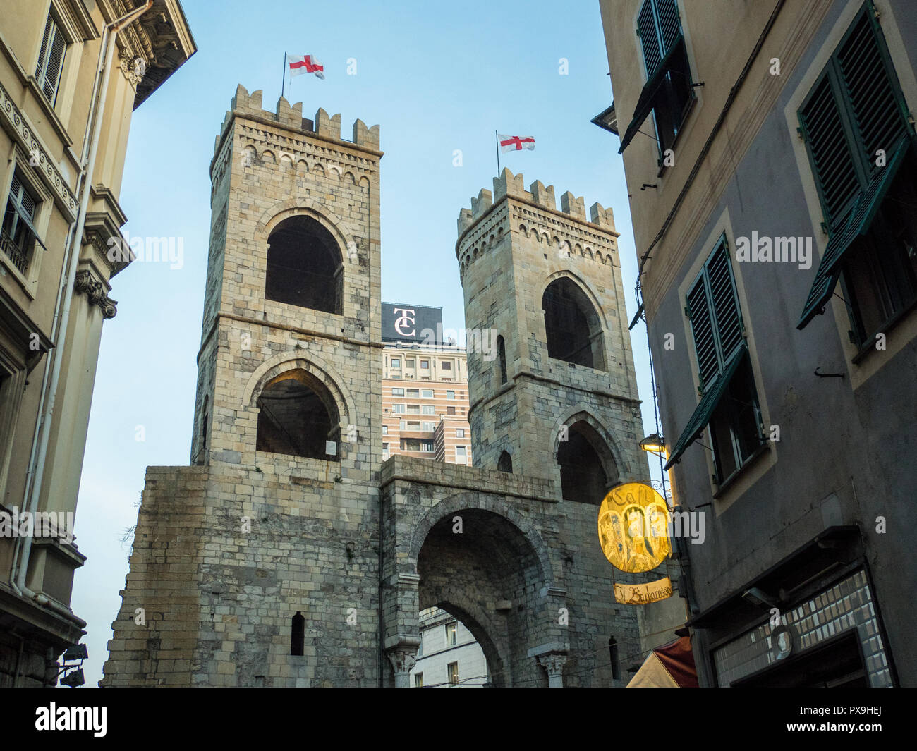 Porte de la ville médiévale "Porta Soprana', Gênes, Ligurie, Italie. Banque D'Images