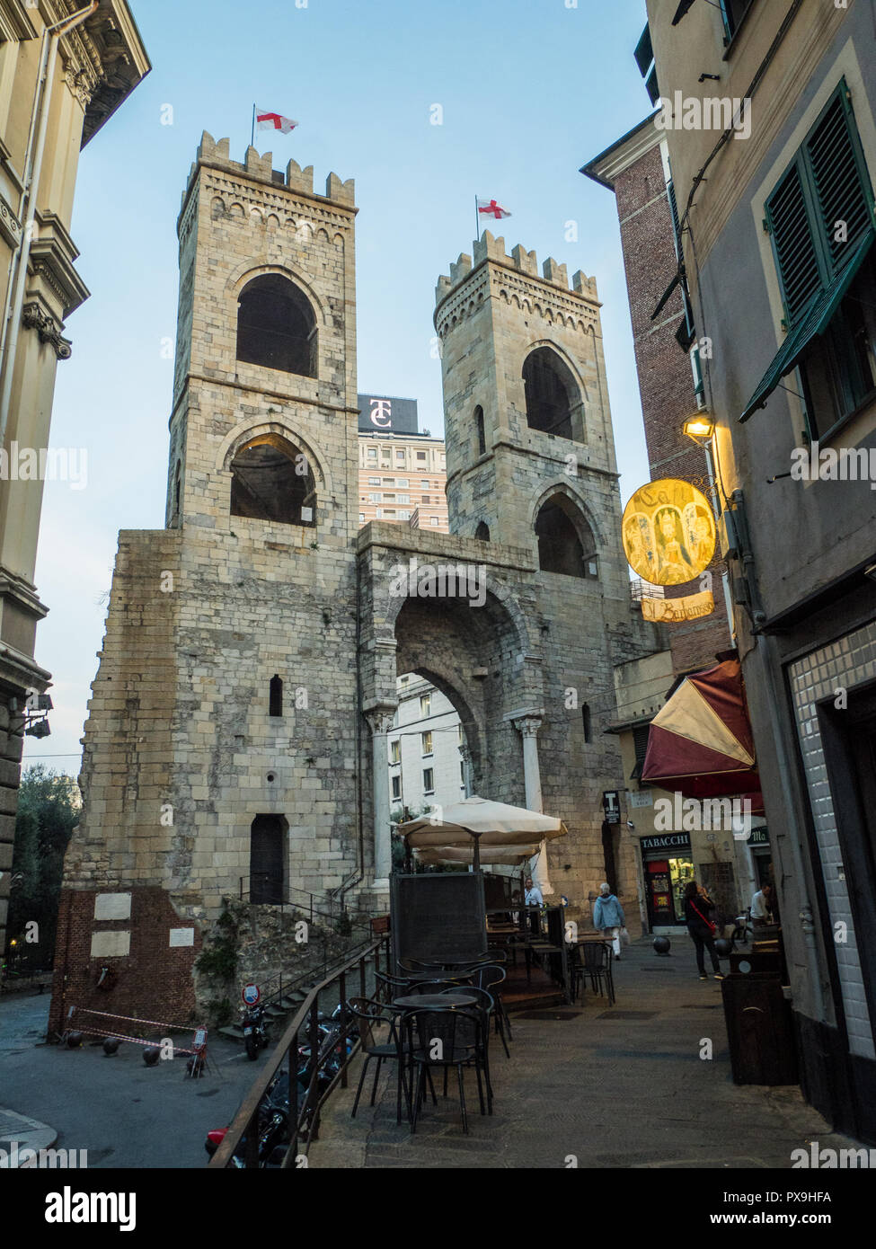 Porte de la ville médiévale "Porta Soprana', Gênes, Ligurie, Italie. Banque D'Images