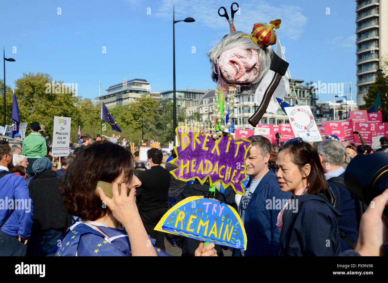 Peuples autochtones anti brexit mars manifestation à Londres 20 oct 2018 UK Banque D'Images