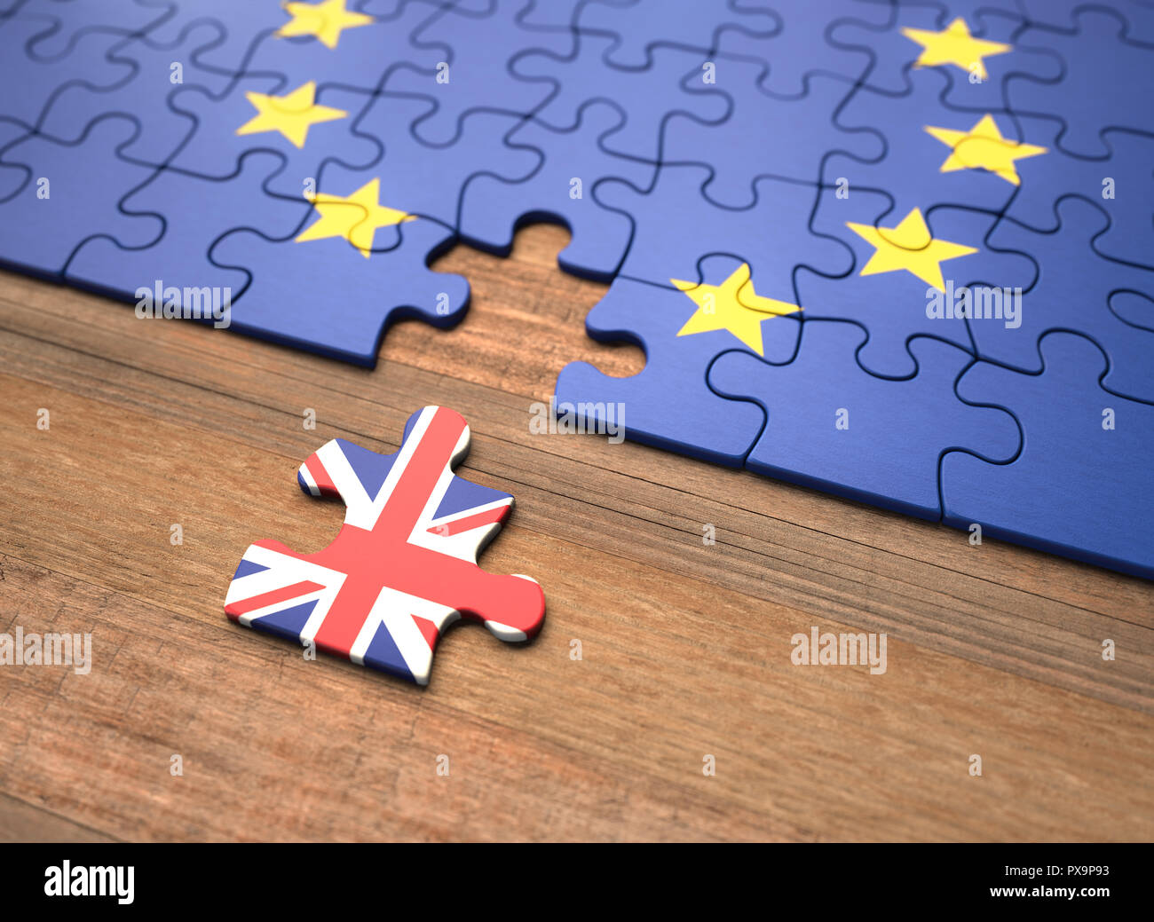 Royaume-uni de quitter l'Union européenne représenté en pièces de puzzle. Banque D'Images