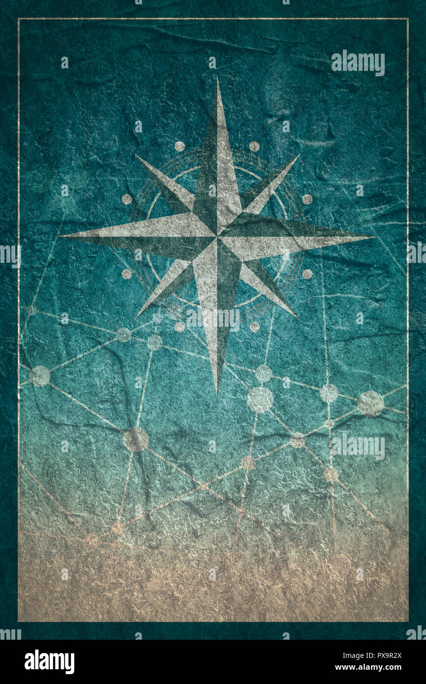 Le symbole de la boussole sur motif géométrique Banque D'Images