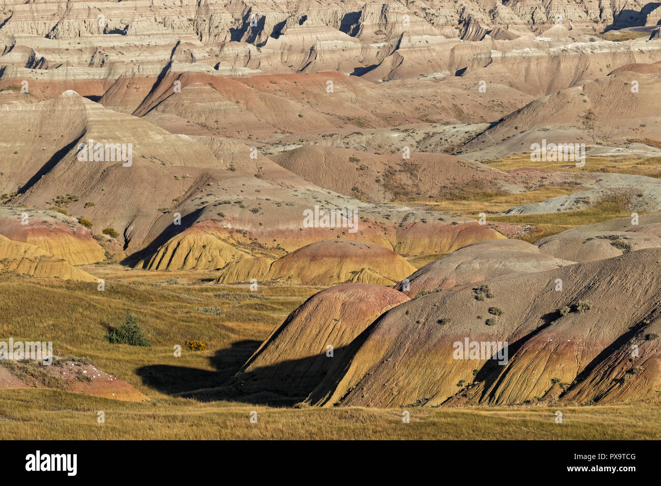 Paysage de collines dans les Badlands, dans le Dakota du Sud Banque D'Images